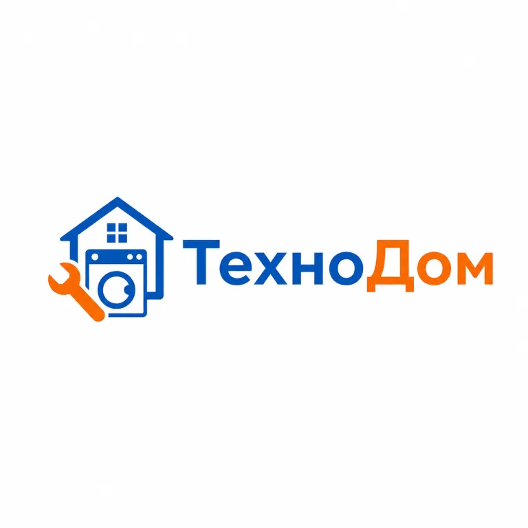 Логотип «ТехноДом»: знак и название в синем и оранжевом